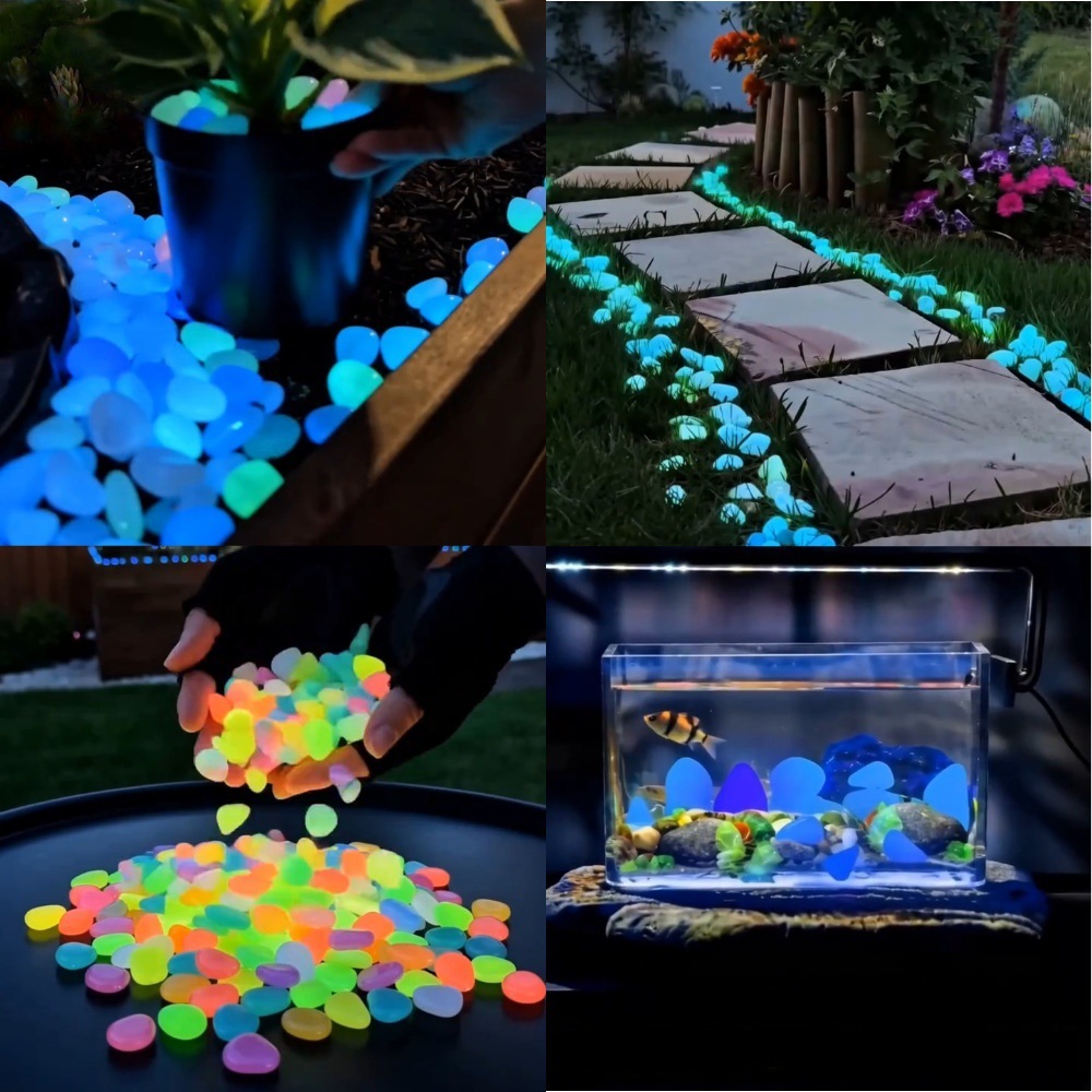 Aquarium Plant Original - حصى ملونة مضيئة في الظلام لتزيين