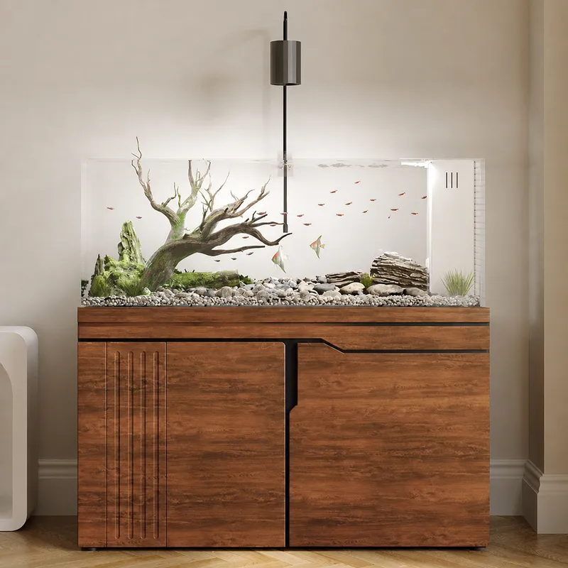 Aquarium Planted Wood - حوض سمك زجاجي كبير فائق البياض