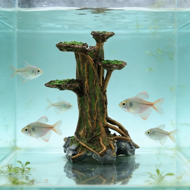 شجرة طحلب صناعية من الراتنج عل - مراجعة Aquarium Planted Wood وسعره