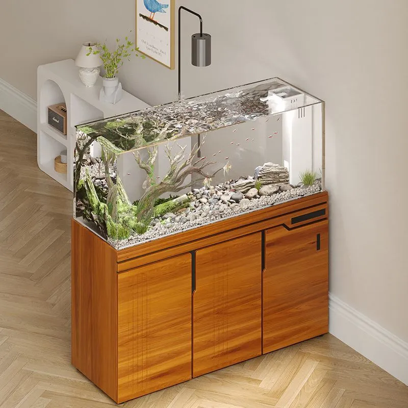 حوض سمك زجاجي كبير فائق البياض - مراجعة Aquarium Planted Wood وسعره